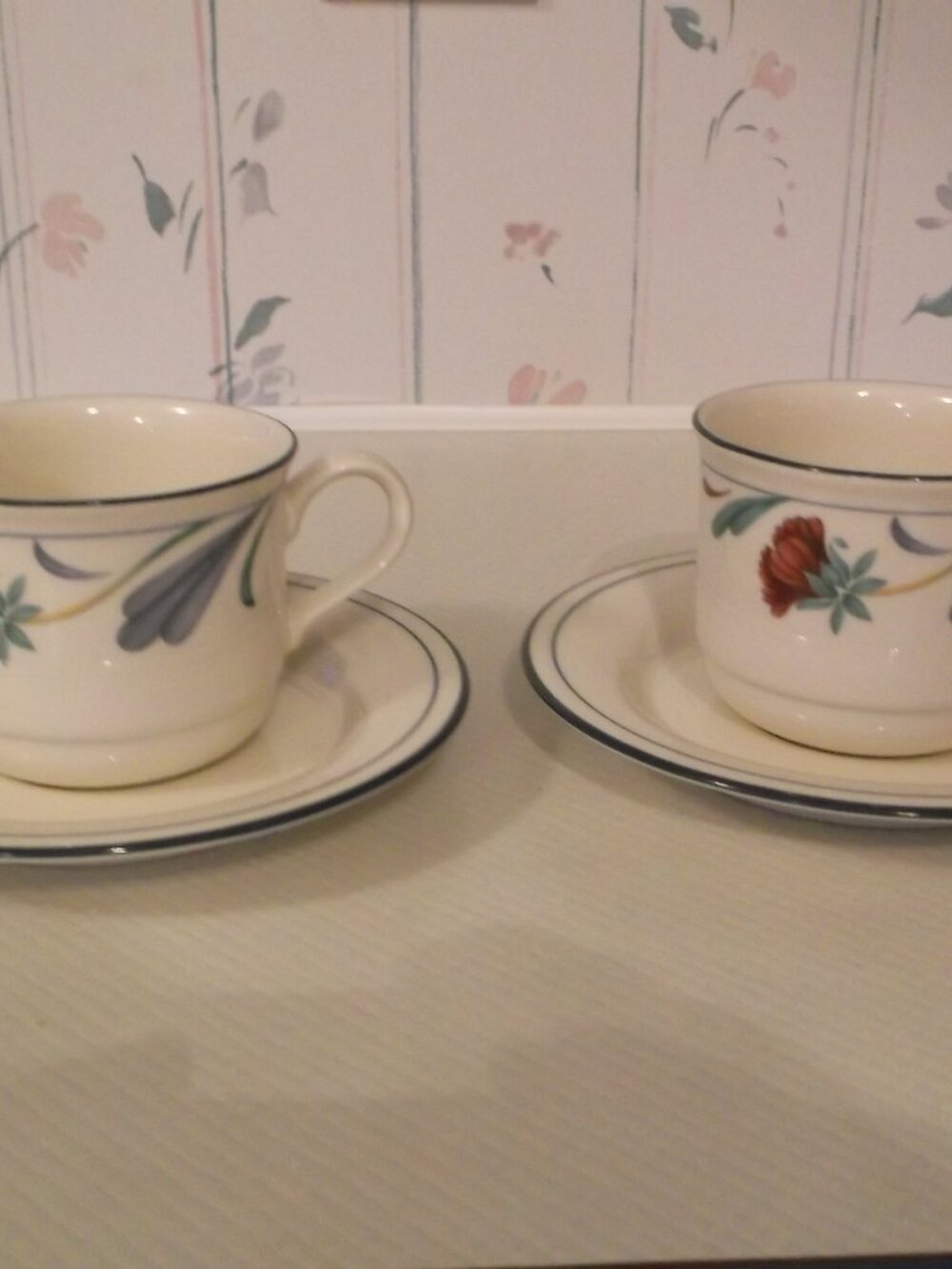 Set of two Lenox Poppies on Blue chinastone cups and saucers